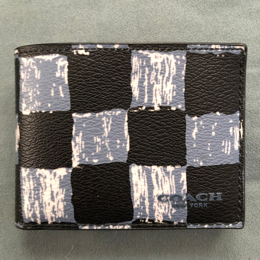 Men's Coach Blue and Black checkered wallet - Picture 4 of 4